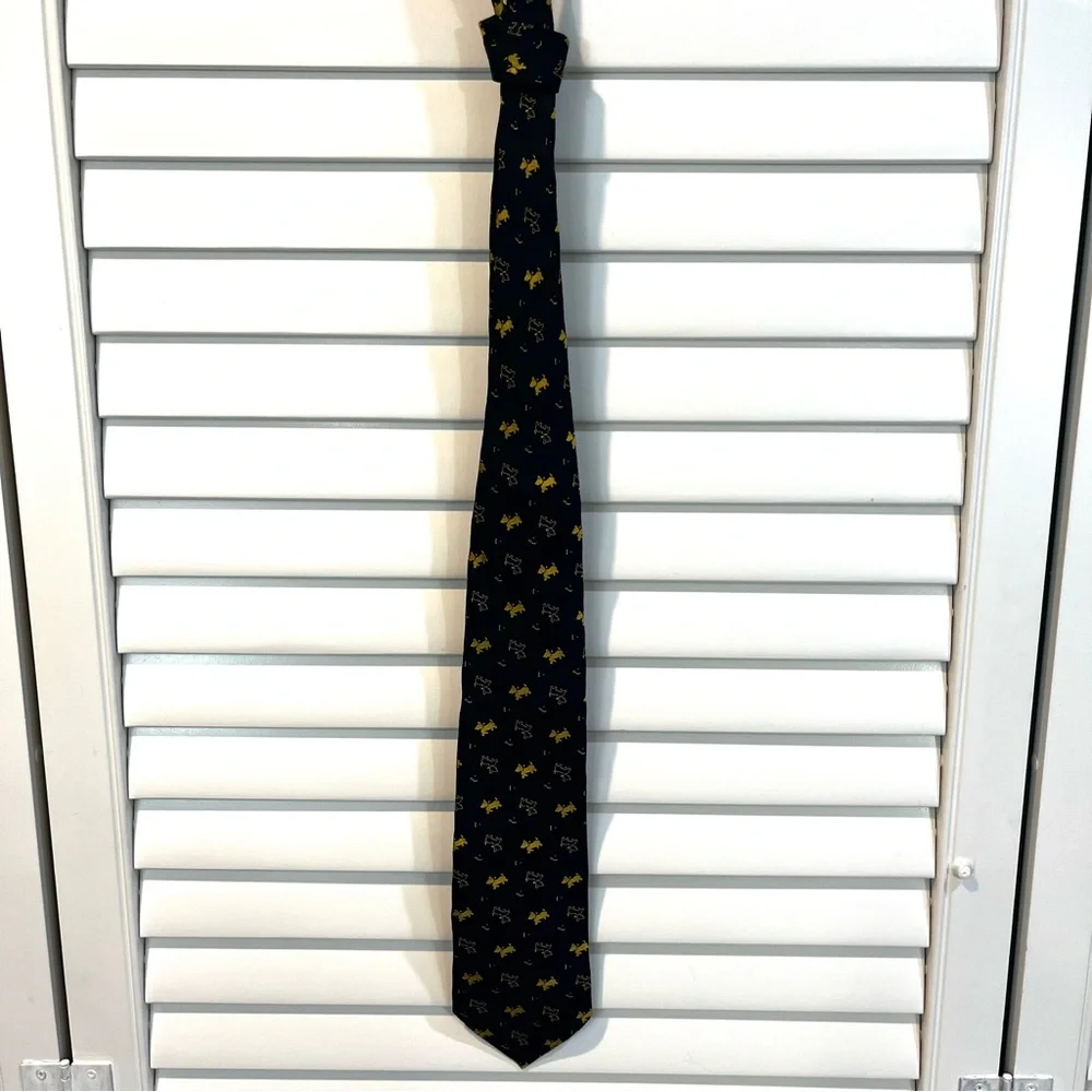 ITALIAN VINTAGE SILK MATISSE TERRIER TIE - Picture 5 of 7